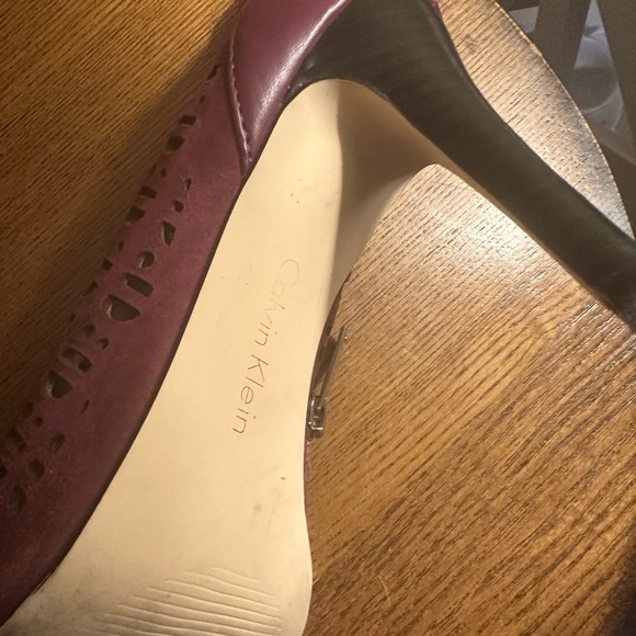 Calvin Klein Purple Mix Peep Toe Cuban Heel Zip Up Heels Size 6.5 - Picture 13 of 16